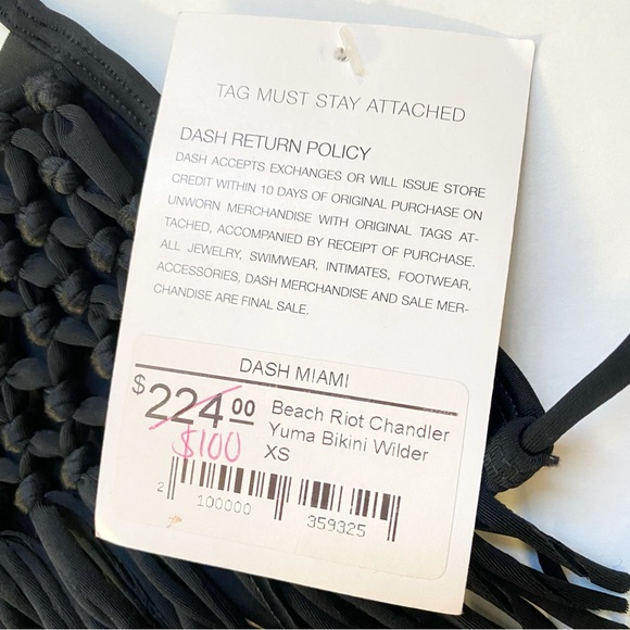 BEACH RIOT BLACK CHANDLER YUMA FRINGE MACRAME BIKINI TOP - Picture 11 of 11